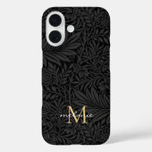 Elegant zwart bloemenscript monogram Case-Mate iPhone case (Achterkant)