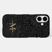 Elegant zwart bloemenscript monogram Case-Mate iPhone case (Achterkant (horizontaal))