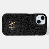 Elegant zwart bloemenscript monogram Case-Mate iPhone case (Achterkant (horizontaal))