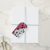 Elegant zwart bloemensilhouet op roze en wit cadeaulabel (Met Touw)