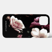 Elegant zwart bloemig botanisch monogram Case-Mate iPhone case (Achterkant (horizontaal))