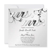 Elegant zwart bloemig mevrouw & mevrouw bruiloft u