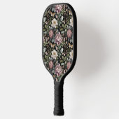 Elegant  zwart bloemig pickleball paddle (Links)