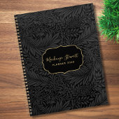 Elegant zwart bloemmotief 2026 planner