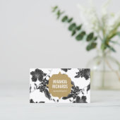 Elegant zwart bloemmotief Beauty II Visitekaartje (Staand voorkant)