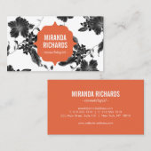 Elegant zwart bloemmotief Beauty Visitekaartje (Voorkant / Achterkant)