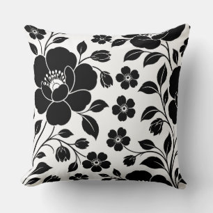 Elegant zwart bloemmotief kussen