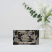 Elegant zwart bloemmotief met gouden accenten visitekaartje (Staand voorkant)