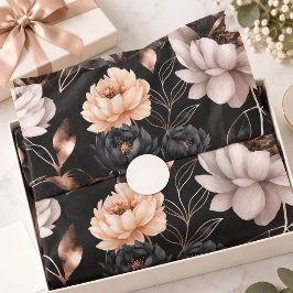 Elegant zwart bloemmotief met gouden bladeren tissuepapier