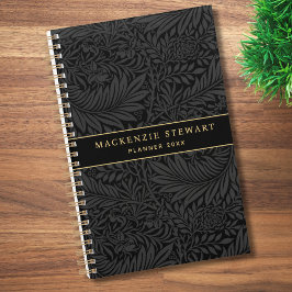 Elegant zwart bloempatroon 2026 planner