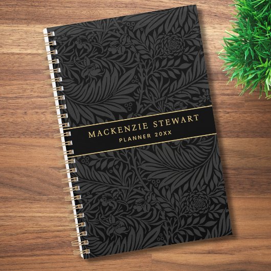 Elegant zwart bloempatroon 2026 planner