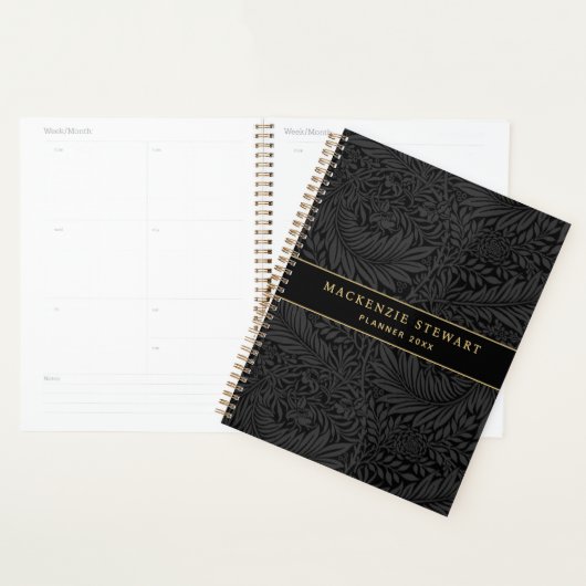 Elegant zwart bloempatroon 2026 planner (Display)
