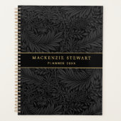 Elegant zwart bloempatroon 2026 planner (Voorkant)