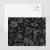 Elegant zwart bloempatroon briefkaart (Voorkant / Achterkant)