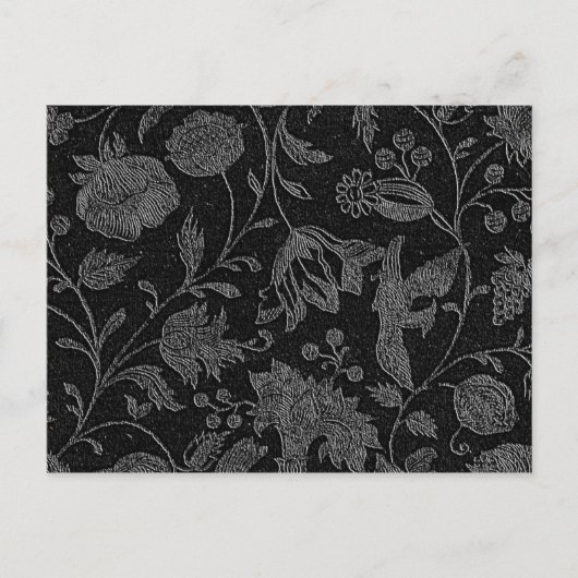Elegant zwart bloempatroon briefkaart (Voorkant)