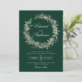 Elegant Zwart Boheems Waterverf Groen Bruiloft Kaart (Staand voorkant)