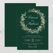 Elegant Zwart Boheems Waterverf Groen Bruiloft Kaart (Voorkant / Achterkant)