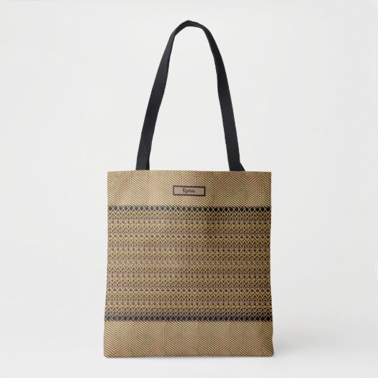 Elegant zwart bohemisch vormig design tote bag (Voorkant)