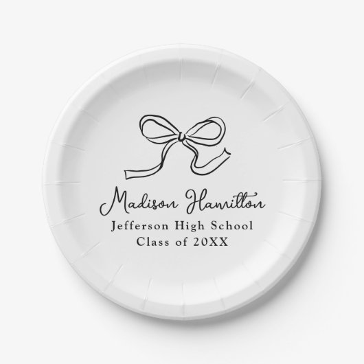 Elegant zwart boog Afstuderen Papieren Bordje (Voorkant)