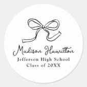 Elegant zwart  boog Afstuderen Ronde Sticker (Voorkant)