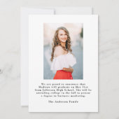 Elegant zwart  boog foto Afstuderen Aankondiging (Achterkant)