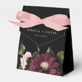 Elegant zwart bordeaux bloemenbruiloft bedankdoosjes (Voorkant Zijde)