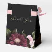 Elegant zwart bordeaux bloemenbruiloft bedankdoosjes (Achterkant)