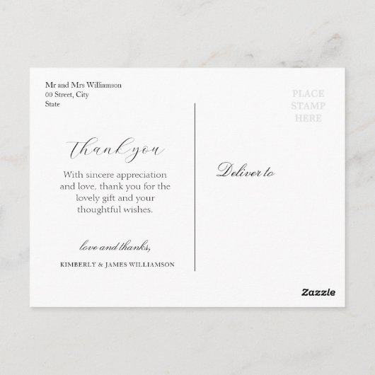 Elegant zwart, bordeaux & blos bruiloft briefkaart (Achterkant)