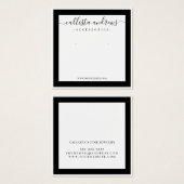 Elegant zwart-border cursive Earning Display Vierkante Visitekaartjes (Voorkant /achterkant)