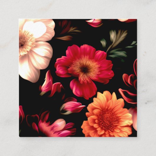 Elegant zwart botanisch bloemist Visitekaartje (Achterkant)