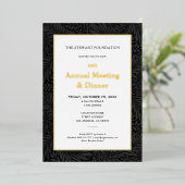 Elegant zwart botanisch jaarlijks bedrijfsdiner folie uitnodiging (Staand Voorkant)