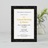 Elegant zwart botanisch jaarlijks bedrijfsdiner folie uitnodiging (Staand Voorkant)