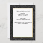 Elegant zwart botanisch jaarlijks bedrijfsdiner kaart (Achterkant)