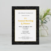 Elegant zwart botanisch jaarlijks zakendiner folie uitnodiging (Staand Voorkant)