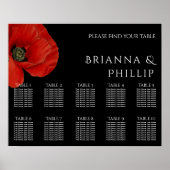 Elegant Zwart Bruiloft 10 Tafel Zitgrafiek Poster (Voorkant)