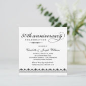 Elegant Zwart Bruiloft Jubileum Celebration Kaart (Staand voorkant)