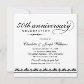 Elegant Zwart Bruiloft Jubileum Celebration Kaart (Voorkant)