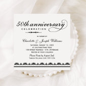 Elegant Zwart Bruiloft Jubileum Celebration Kaart