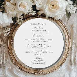 Elegant zwart bruiloft menu & receptie dank u