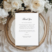 Elegant zwart bruiloft menu & receptie dank u