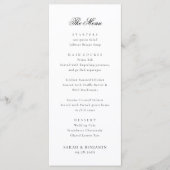 Elegant zwart bruiloft menu & receptie dank u (Voorkant)