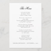 Elegant zwart bruiloft menu & receptie dank u (Voorkant)