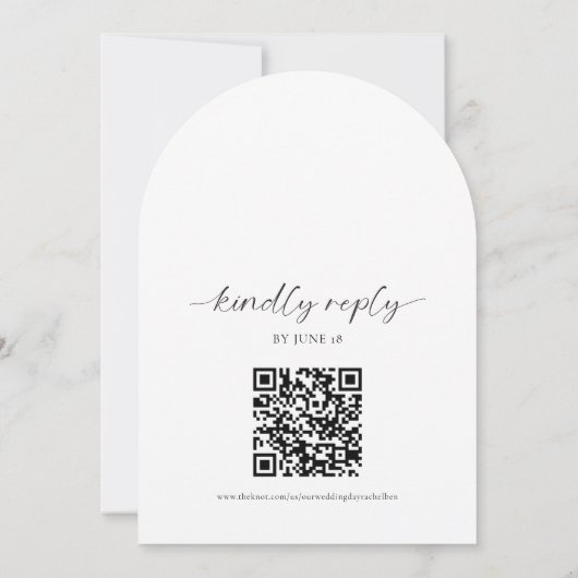 Elegant zwart bruiloft minimalist 2 zijdige QR-cod Kaart (Achterkant)