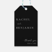 Elegant zwart bruiloft minimalistisch script dank cadeaulabel (Voorkant)