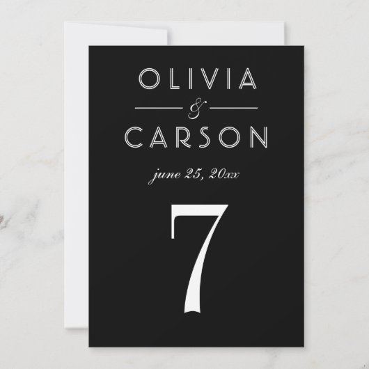 Elegant Zwart Bruiloft Monogram Tafelnummer (Achterkant)