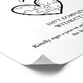 Elegant zwart bruiloft puzzel gastenboek teken poster (Hoek)