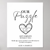 Elegant zwart bruiloft puzzel gastenboek teken poster (Voorkant)