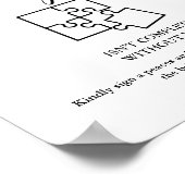 Elegant zwart bruiloft puzzel gastenboek teken poster (Hoek)