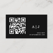 Elegant Zwart Bruiloft Website Details Informatiekaartje (Achterkant)