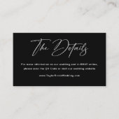 Elegant Zwart Bruiloft Website Details Informatiekaartje (Voorkant)